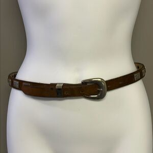 Brazos Joe Belt Co. Nocana, Texas, USA Thin Concho Belt Silver-Tone Hardware 30